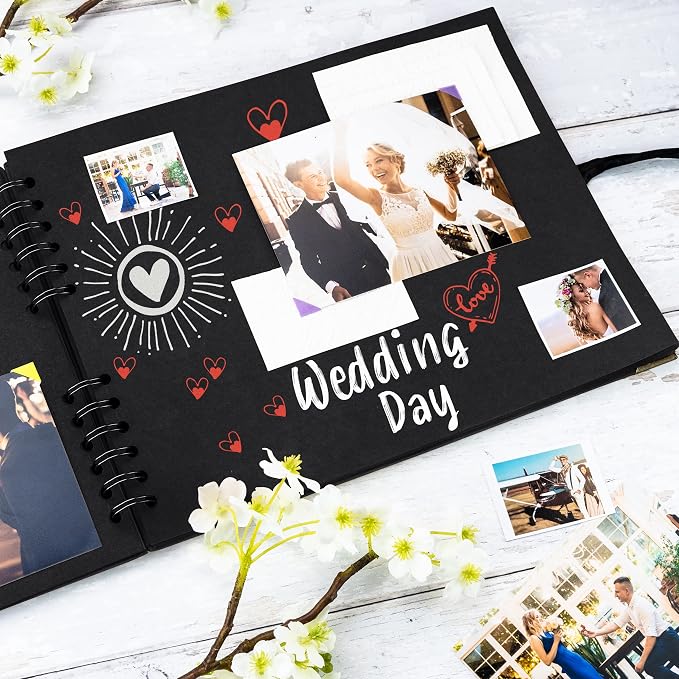 Scrapbook Album, 50 Pages, 11 x 8.5 Inch, Black Photo Album, Scrap Book | Hardcover with Thick 250 GSM Kraft Paper, Ideal for Your Scrapbooking Albums, Art & Craft Projects (Black, 11 x 8.5 Inch)
