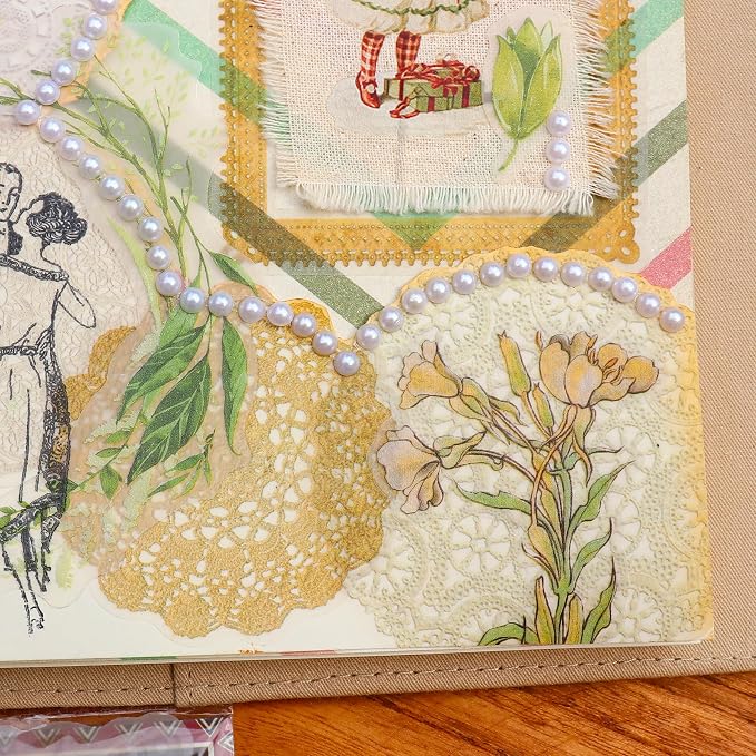 CATaireen Vintage Junk Journal Ephemera Scrapbooking Supplies Translucent Vellum Paper Stickers Card Making Decal Art Aesthetic for Adults (Ephemera Lace -1)