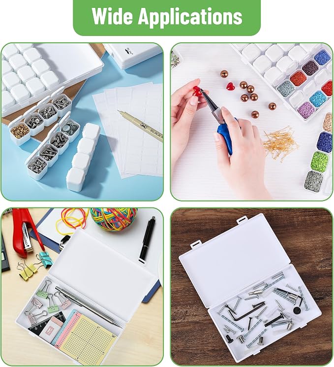 Mr. Pen- Bead Storage Containers, 28 Grids, 2 Pack, White | 160 pcs Label Stickers, Transparent, Small Bead Organizer Box, Diamond Art, Diamond Painting Organizer