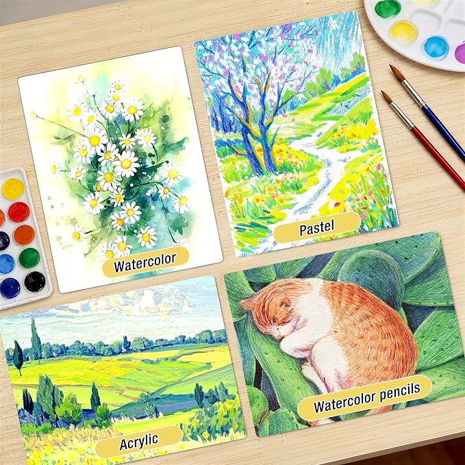 Creazic Watercolor Paper Pad, 9"x12" Water Color Paper,140lb/300gsm, Yellow