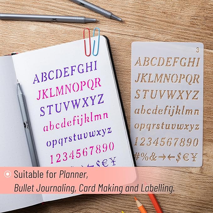 Mr. Pen- Letter Stencils, 4x7 Inch, 12 Pack