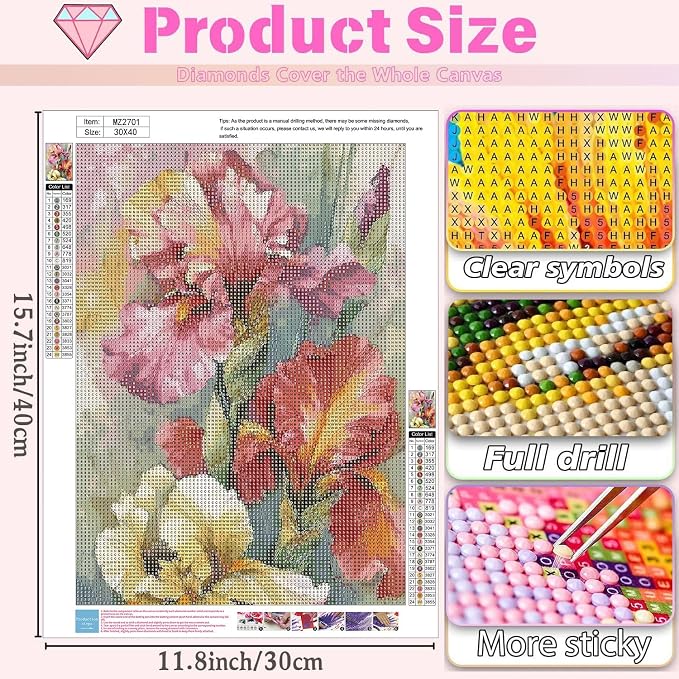 XUCNWL Diamond Art Kits for Adults,Flower Diamond Painting for Beginners