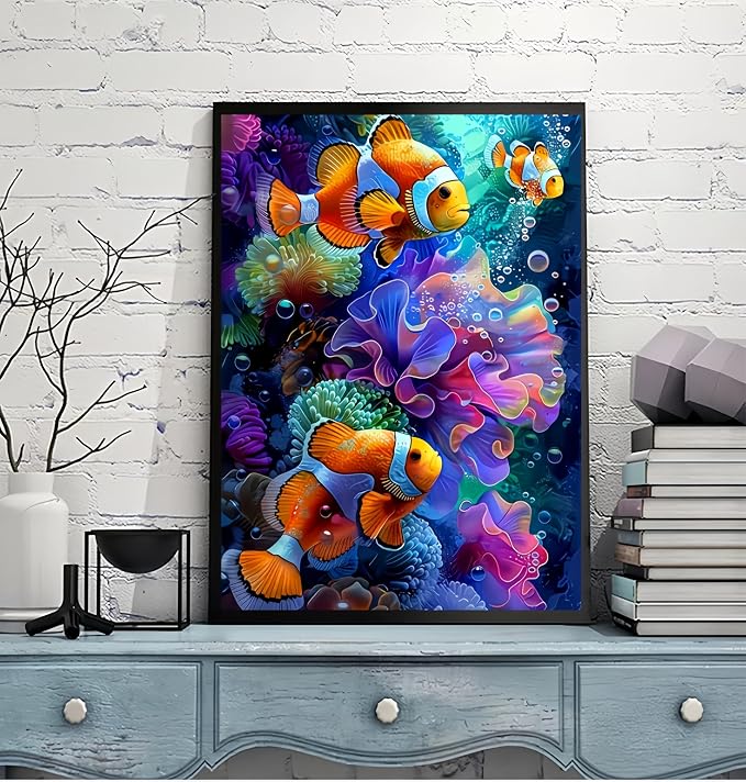 Clownfish 5D DIY Diamond Painting Kits for Adults | Diamond Art Kits for Beginners, Full Drill Dot Painting Gem Art Kits for Home Wall Decor11.8 x15.7 Inch