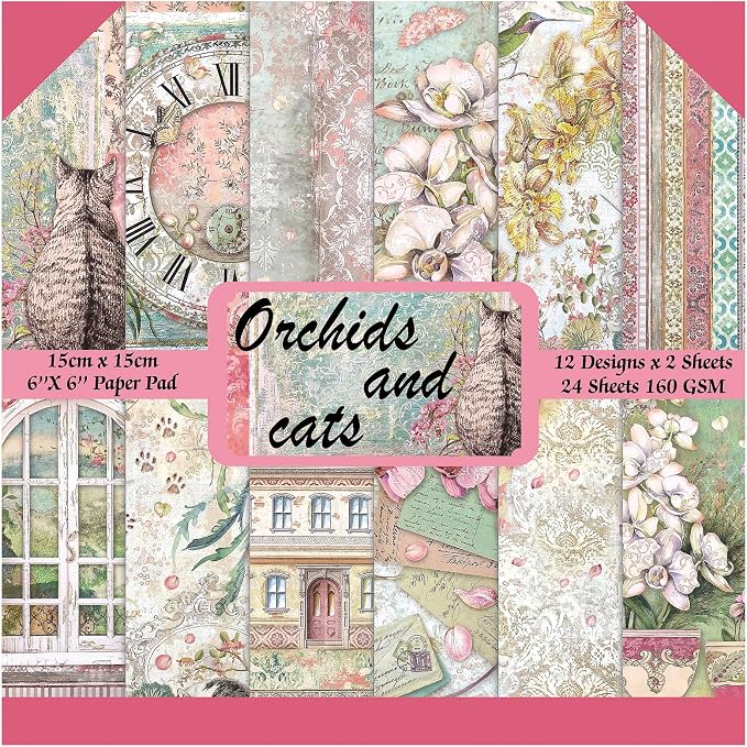 24 Sheets 6"x6" Scrapbook Paper Single-Sided Pattern Decorative Paper