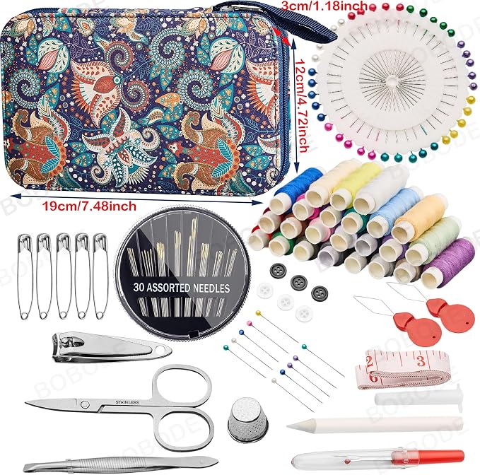 130 PCS Paisley Printing Sewing Kit with All Sewing Supplies Accessories | Professional Hand Travel Sewing Set for Adults, Emergency & Beginners