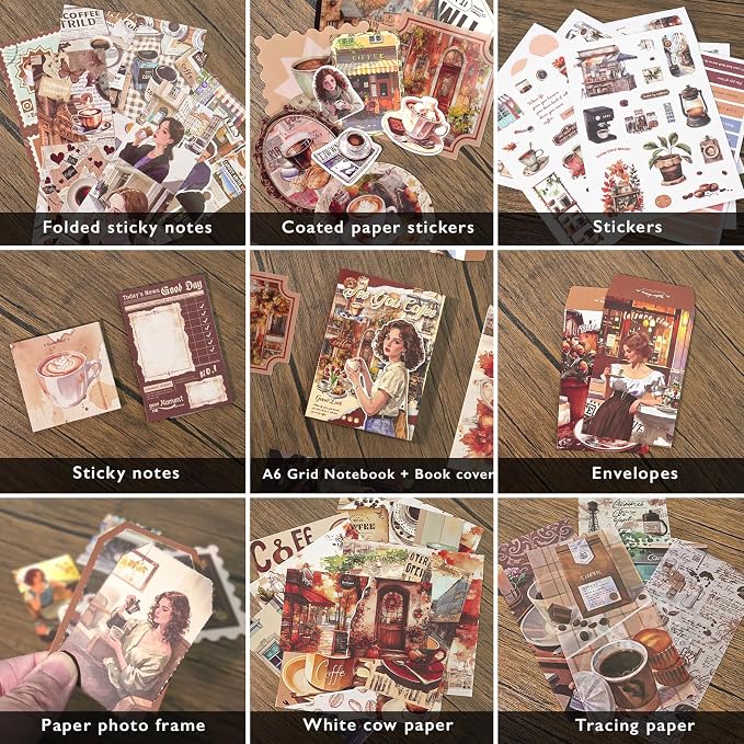 Holiday Scrapbooking Supplies Kit, A6 Notebook, Vintage Junk Journaling Kit