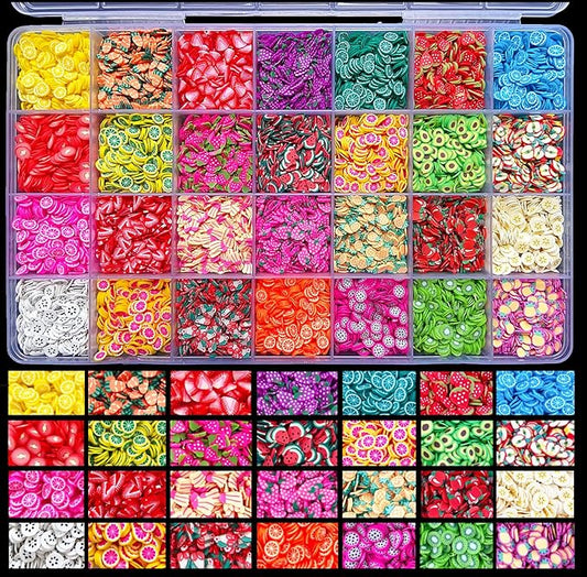 17500Pcs Polymer Fruit Slices Fruit Nail Art Slice 3D Polymer Slices Polymer Clay Slice Colorful Making Supplies for DIY Crafts Nail Art, and Cellphone Decorations(28 Styles)
