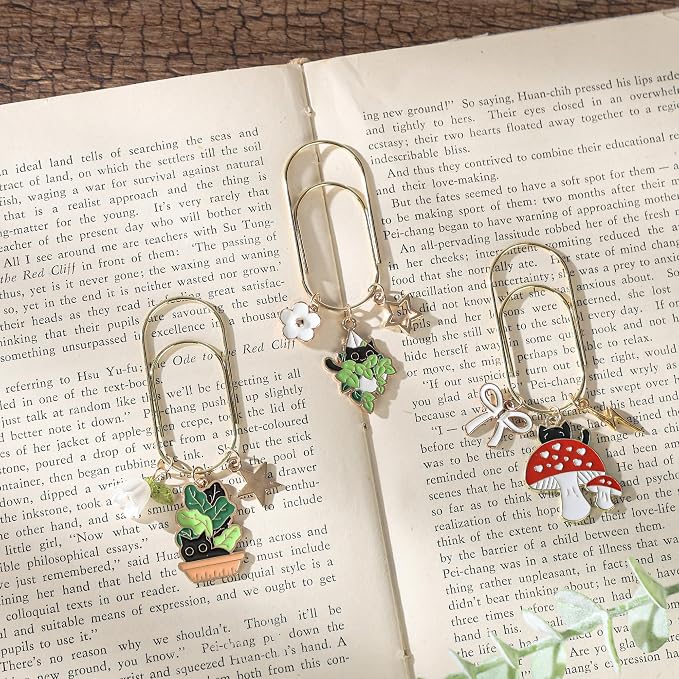 Cute Cat Paperclip Bookmark - 3 PCs Funny Plant Book Mark Gifts