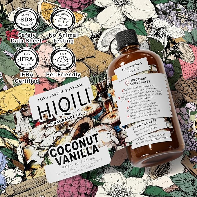 HIQILI Coconut Vanilla Fragrance Oil for Home Diffuser - 5.07 Fl Oz