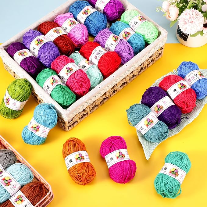 66 Rolls Acrylic Yarn Assorted Colors for Knitting and Crochet | Mini yarn skeins bulk set, soft acrylic fiber, vibrant multicolor, ideal for small crochet projects and beginner knitting