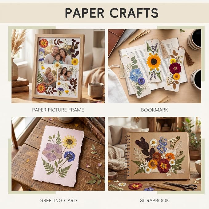 LUXEEASE 80P Vintage Pastel Dried Pressed Flowers