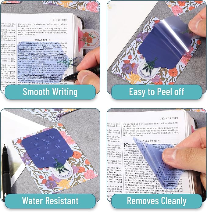 Mr. Pen- Plastic Transparent Bible Sticky Notes, 10 Pads, 200 Sheets
