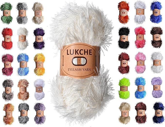 Eyelash Fun Fur Yarn Premium 100% Polyester 164 Yds (150 Mt), 3.53 Oz (100 Gr) Colorful Crochet Yarn Dıy Hand Knitting. (Cream, 1 Skein)