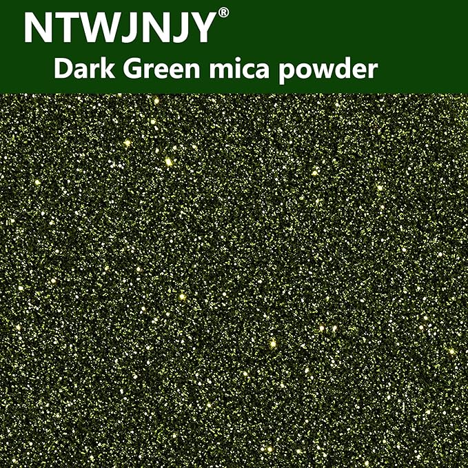NTWJNJY Dark Green Mica Powder, Natural Shimmer Mica Powder for Epoxy Resin/Candle/Soap/Lip Gloss/Slime/Quicksand/Bath Bombs/.Car Paint pigments.Candle Dye,Soap Making Dye(50g/1.7oz)