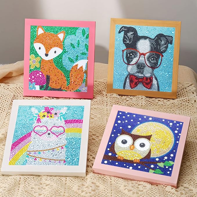 CHWGLFGG 6 Pack Cute Animals Diamond Art Kits for Adults Beginners 6x6inch | 5D Diamond Painting Kit, DIY Children Full Round Drill Paint by Diamonds Dot Gem Art for Adult, Home Wall Decor