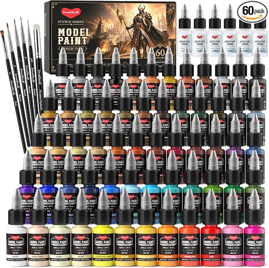 Smallbudi 60 Colors Model Paint Set 20ml/0.6oz Miniatures Acrylic Paint Set