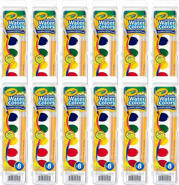 Crayola Washable Watercolor Paint Sets for Kids & Teachers (12ct), Bulk Classroom School Supplies for Preschool & Kindergarten, Wishlist Essentials, Crafting Activities for Toddlers | Watercolor Paint Sets for Kids, Teachers Classroom School Supplies, ...