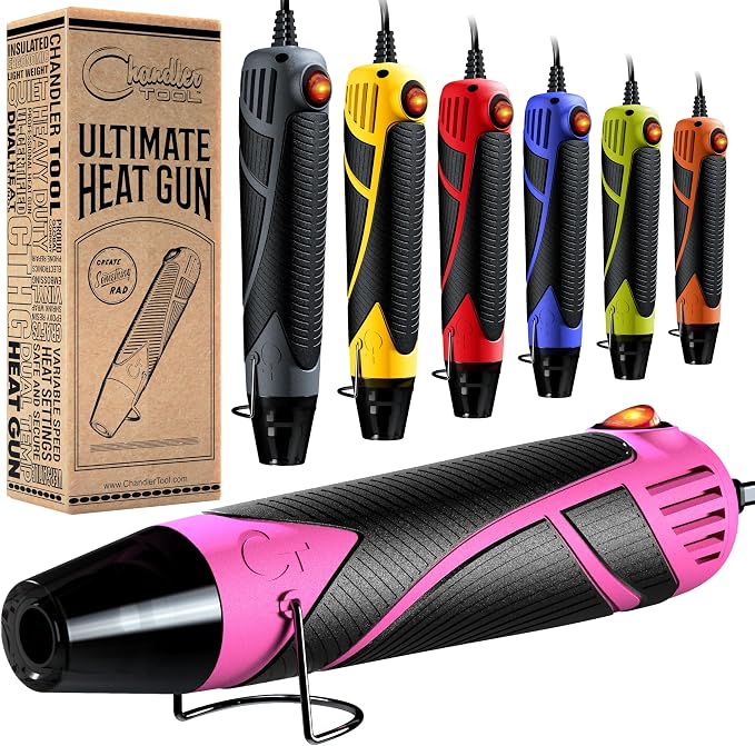 Heat Gun for Crafting, Mini Dual Temp Hot Air Gun Tool for Epoxy Resin, Shrink Wrapping, Vinyl Wrap, Embossing, Electronics, Candle Making, Sublimation, Phone Repair & DIY (Pink/Black)