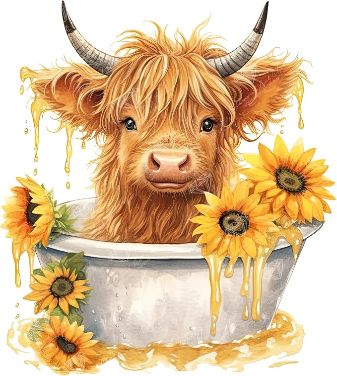 DIAMOND ART CLUB Highland Cow in Tub Diamond Art Kits for Adults