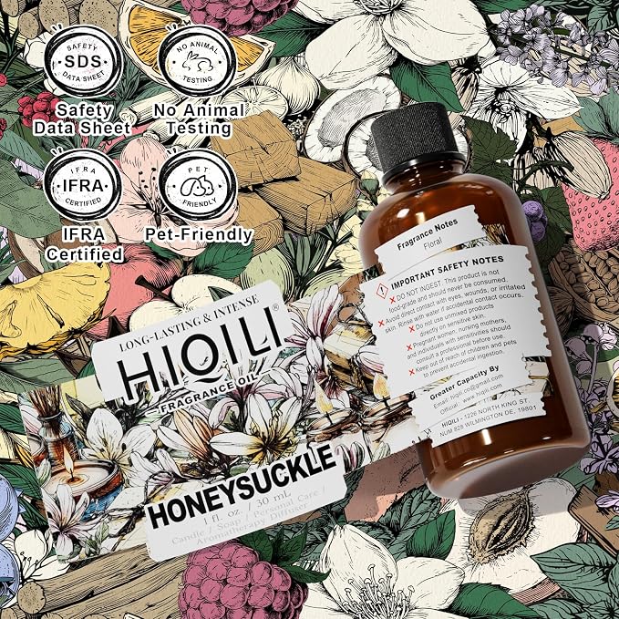 HIQILI Honeysuckle Fragrance Oil for Diffuser & DIY Candle Making - 1 Fl Oz