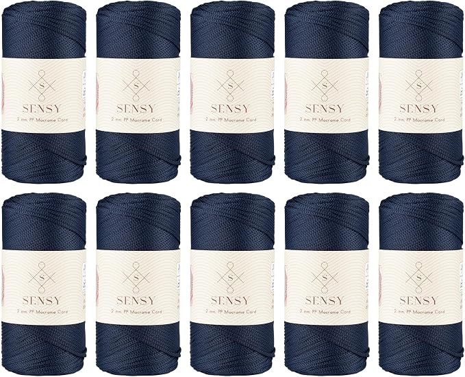 S Sensy 2mm-Premium Polypropylene Macrame Cord 10 Pack Navy Blue 252 Yards