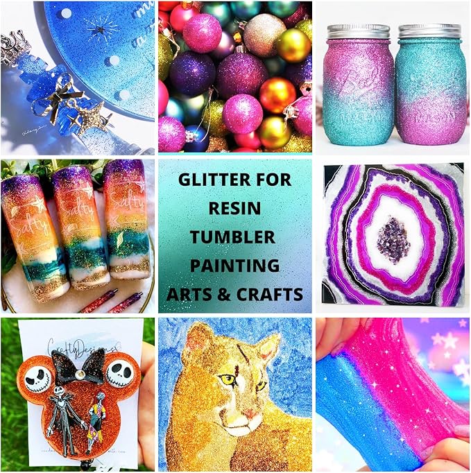 HTVRONT Silver Glitter for Crafts and Arts- 1.7oz/50g Fine Glitter Flakes | Craft Glitter for Resin, Jewelry, Keychains, Candle Making, Paint, Slime Add Ins, Cosmetic Glitter for Nail Face