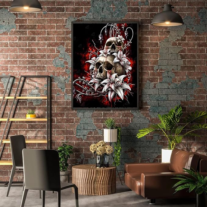 Skull Diamond Painting Kits for Adults - Skeleton Diamond Art Kit for Adult