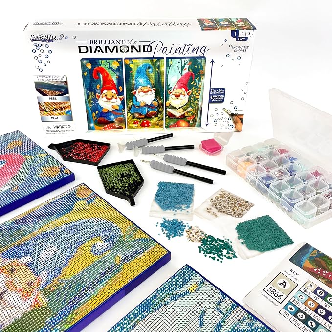 ArtSkills Diamond Painting Kit Framed Canvas Diamond Art - Gnomes
