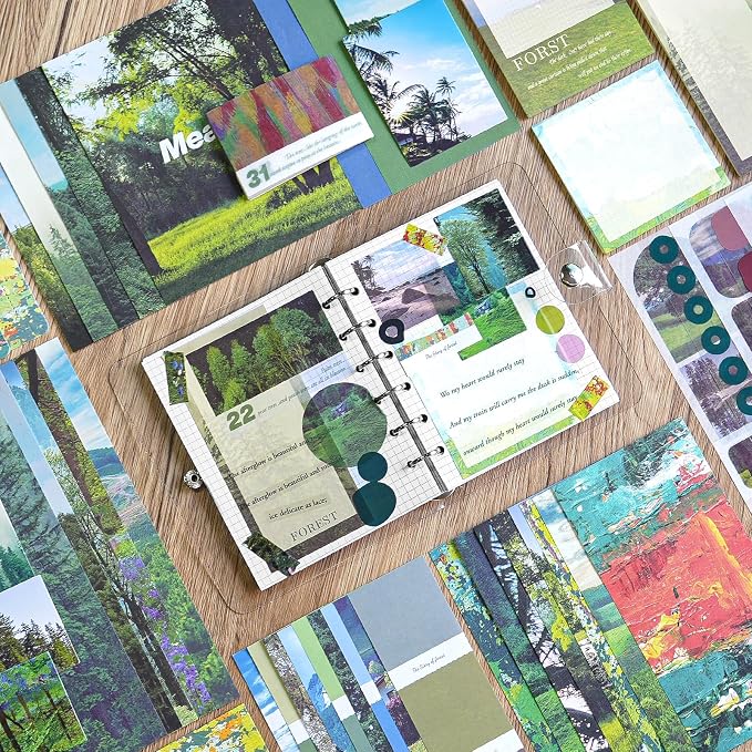 Scrapbooking Supplies Kit, A6 Grid Notebook, Vintage Junk Journaling Kit