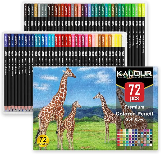 KALOUR 72 Count Colored Pencils for Adult Coloring Books, Soft Core,Ideal for Drawing Blending Shading,Color Pencils Set Gift for Beginners Artists