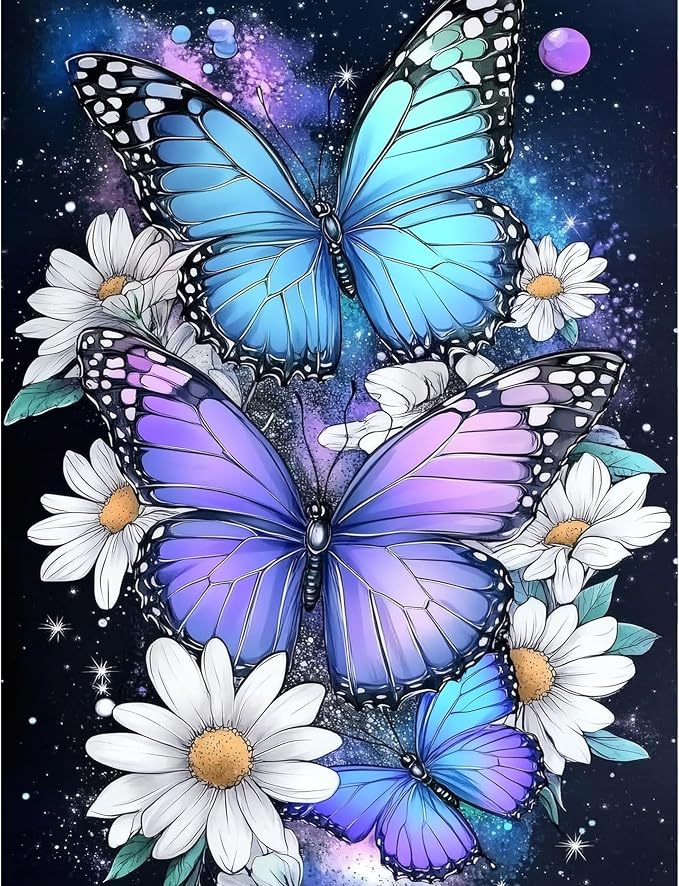 Ycydilirab Butterfly 5D Diamond Painting for Adults-Flower Diamond Art,Butterfly Gem Painting Perfect for Relaxation and Home Wall Decor 12x16inch