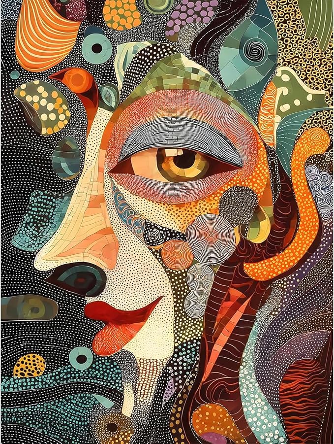 Diamond Art Kits for Adults,Abstract Face Diamond Painting Kits 12X16 Inch