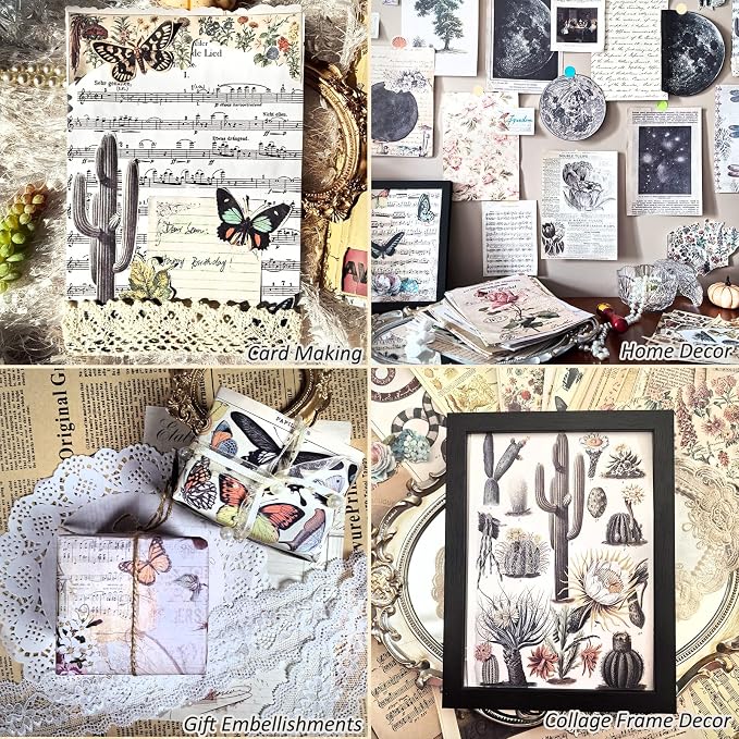 180 Sheets Scrapbook Paper, Large Vintage Junk Journal Decoupage Scrapbooking Bullet Journaling Supplies, Room Wall Decor Posters Ephemera Card Making Collage Crafts Paper Packs(5.5*7.87 Inch)
