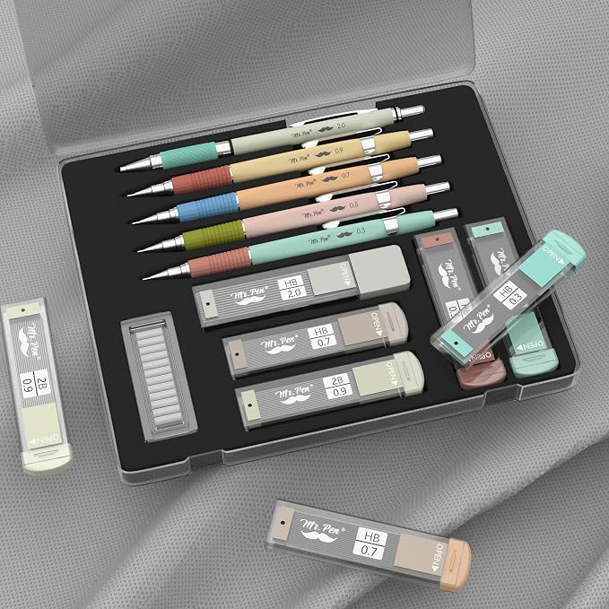 Mr. Pen- Art Mechanical Pencil Set, 5 Metal Mechanical Pencils (0.3, 0.5
