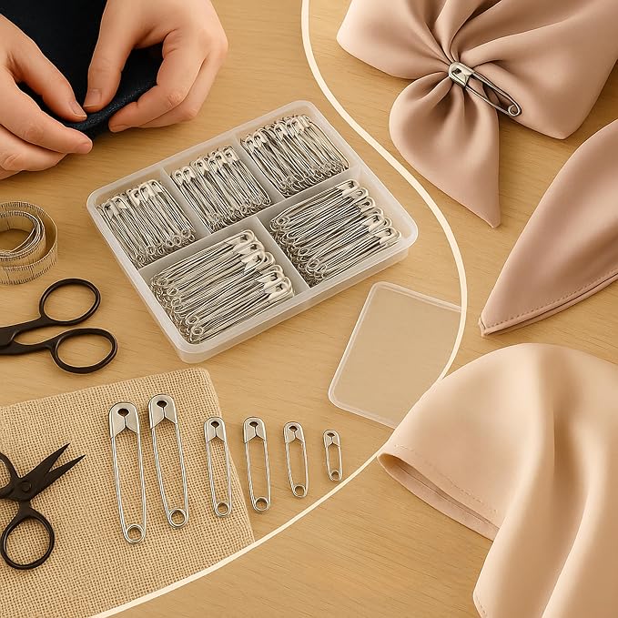 Mr. Pen- Safety Pins, 900 Pack, Small & Large Sizes, Nickel Plated Steel