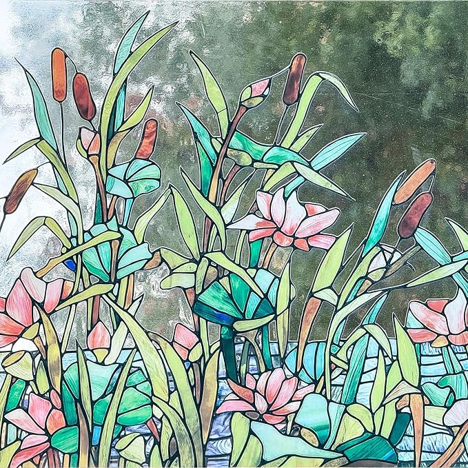 ADD.HERES Stained Glass Window Film, Window Film Decorative, 17.5 x 39.37in