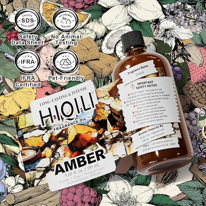 HIQILI Amber Fragrance Oil for Perfume Making - 5.07 Fl Oz / 150 ML