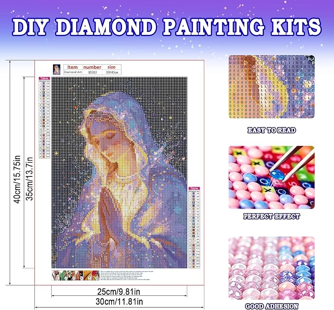 Leatrice 5D Religious Diamond Painting Kits for Adults 11.8x15.7 Inches