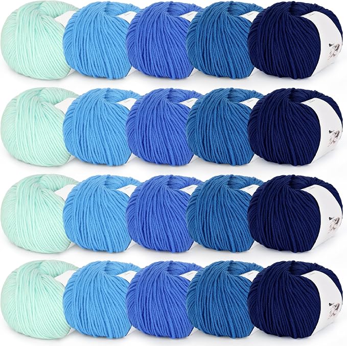 Katech 20 Skeins Cotton Yarn for Crocheting-Crochet Yarn Set-(Color F) | 55% Cotton 45% Acrylic#3 DK (Light)-Super Soft Milk Cotton Yarn-Great Crochet and Knitting Starter Kit for Colorful Craft