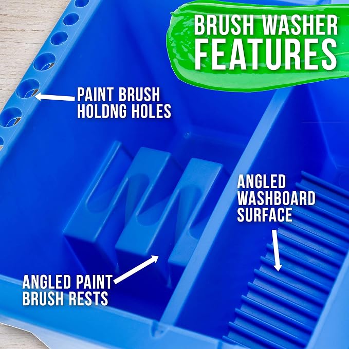 U.S. Art Supply 12-Hole Multi-Function Plastic Paint Brush Cleaner Set