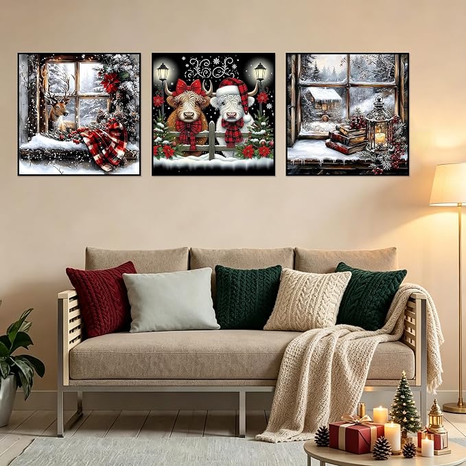 Christmas Diamond Art Kits for Adults, 3 Packs Diamond Art Painting Kits