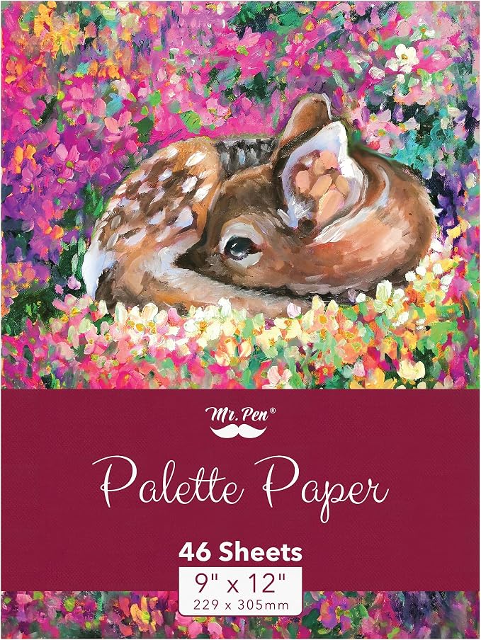 Mr. Pen- Disposable Paint Palette Paper Paint Pad, 9"x12", 46 Sheets | Acrylic Paint Paper, Suitable for Watercolor, Gouache, Acrylic and Oil Paints, Tear-Off Palette Sheets for Painting