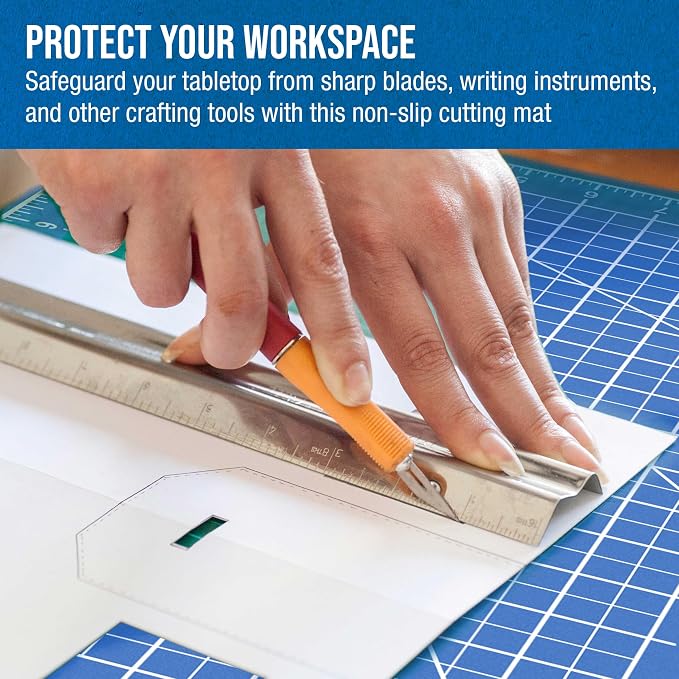 U.S. Art Supply 9"x12" Self-Healing Cutting Mat 5-Ply (2 Pack) Pink/Blue | Double-Sided Pink/Blue Craft Mat, Non-Slip Cutting Mats for Crafts, Sewing, Quilting, Scrapbooking