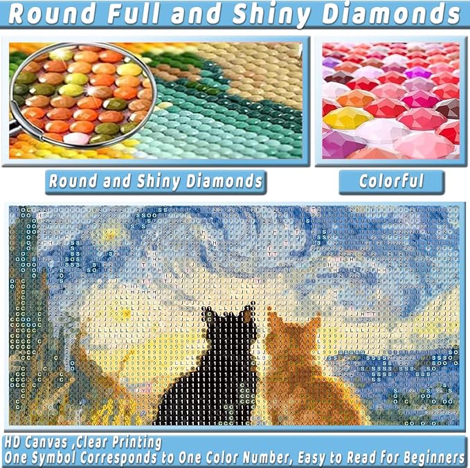 Black Cat Diamond Art Kits for Adults Cute Diamond Painting Kit Beginner