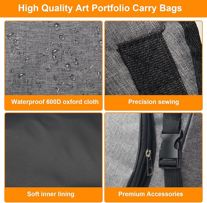 Boyistar Art Portfolio Carry Bag 20" x 26", Canvas Art Portfolio Backpack Traveling Outdoor Drawing Portfolio Case Large Capacity Artist Carrying Bag/Tote Bag for Drawing Board, Screen, Accessories