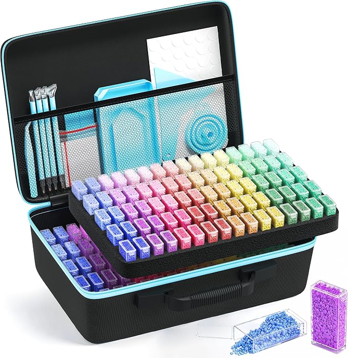 VANSUNS Diamond Painting Storage Containers Kits, Thickened Waterproof Portable Bead Storage Boxes for Diamond Painting Accessories and Tools, 160 Square Bottles