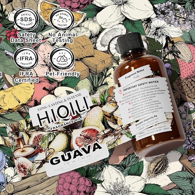 HIQILI Guava Fragrance Oil for Diffuser, Soap & Candle Making - 1 Fl Oz