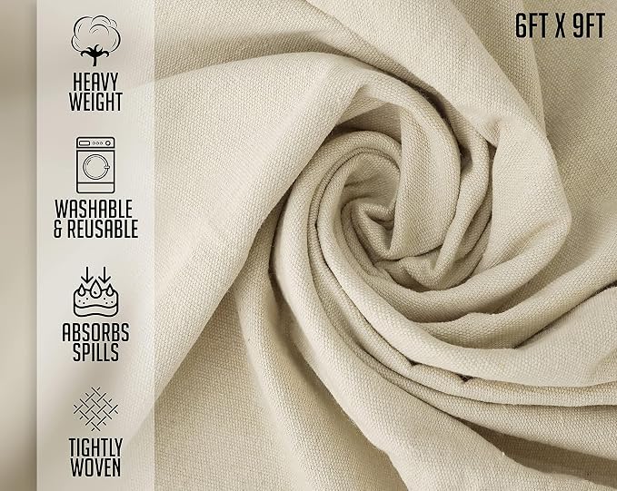 Canvas Drop Cloth for Painting (Size 4 x 5 Feet - Pack of 2) - Pure Cotton Painters Drop Cloth for Painting, Furniture & Floor Protection - All Purpose Thick Canvas tarp with Double Stitched Edges