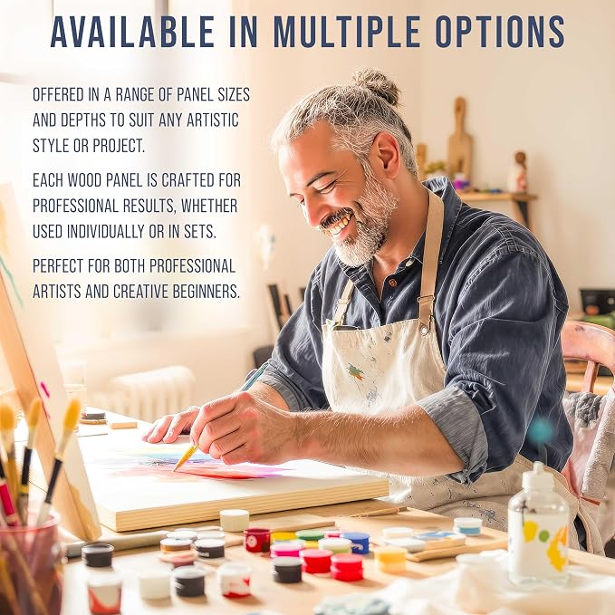 U.S. Art Supply 16" x 16" Unfinished Cradled Wood Panels for Painting