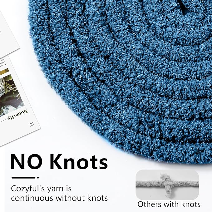 Cozyful Chunky Yarn for Hand Knitting - #10 Chunky Chenille Yarn, Jumbo Big Thick Chunky Yarns for Crocheting, Super Bulky Chunky Knit Blanket Yarns, 8 Skein (22 yds 8 oz Each Skein), Indigo